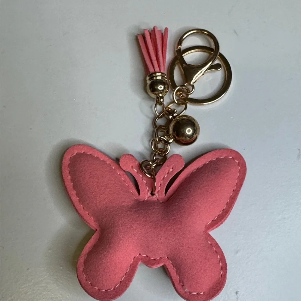 Pink and Gold Butterfly Keychain